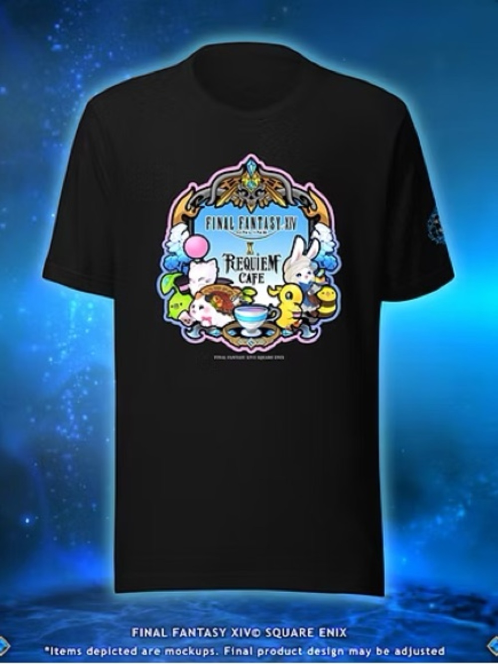 Final Fantasy XIV Requiem Café Black Graphic Short-Sleeve Tee Size S